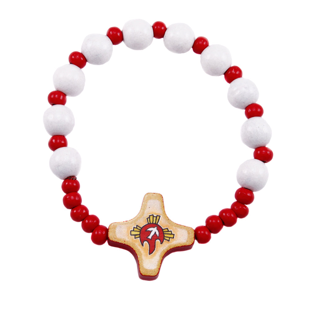 Rosary Bracelet Wood beads Holy Spirit Cross