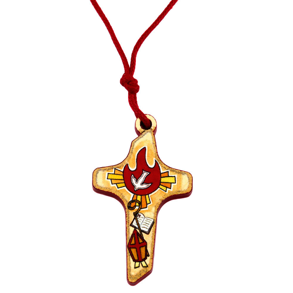 Catholic Confirmation Wooden Cross Pendant