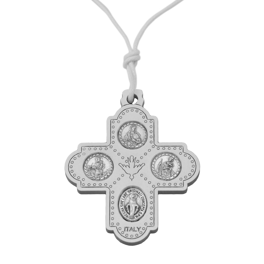 Four Way Cross Pendant with White String