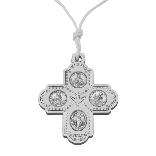 Four Way Cross Pendant with White String