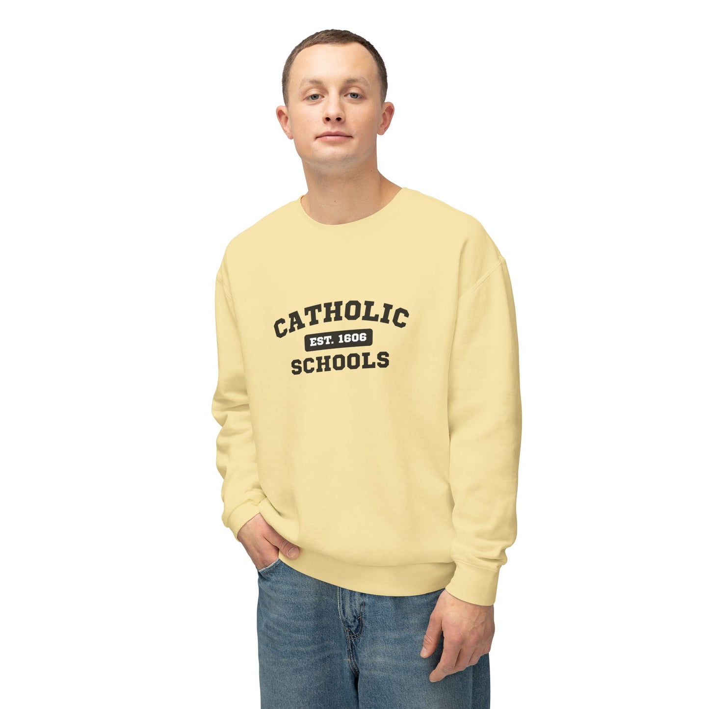 Catholic Schools Crewneck Sweatshirt – Established 1606 – Vintage School Pullover