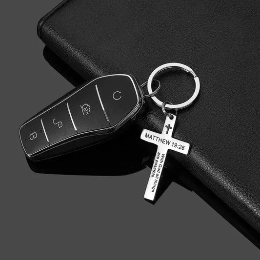 Psalm of Strength Cross Keychain