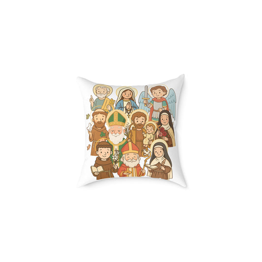 Whimsical Saintly Characters Accent Pillow