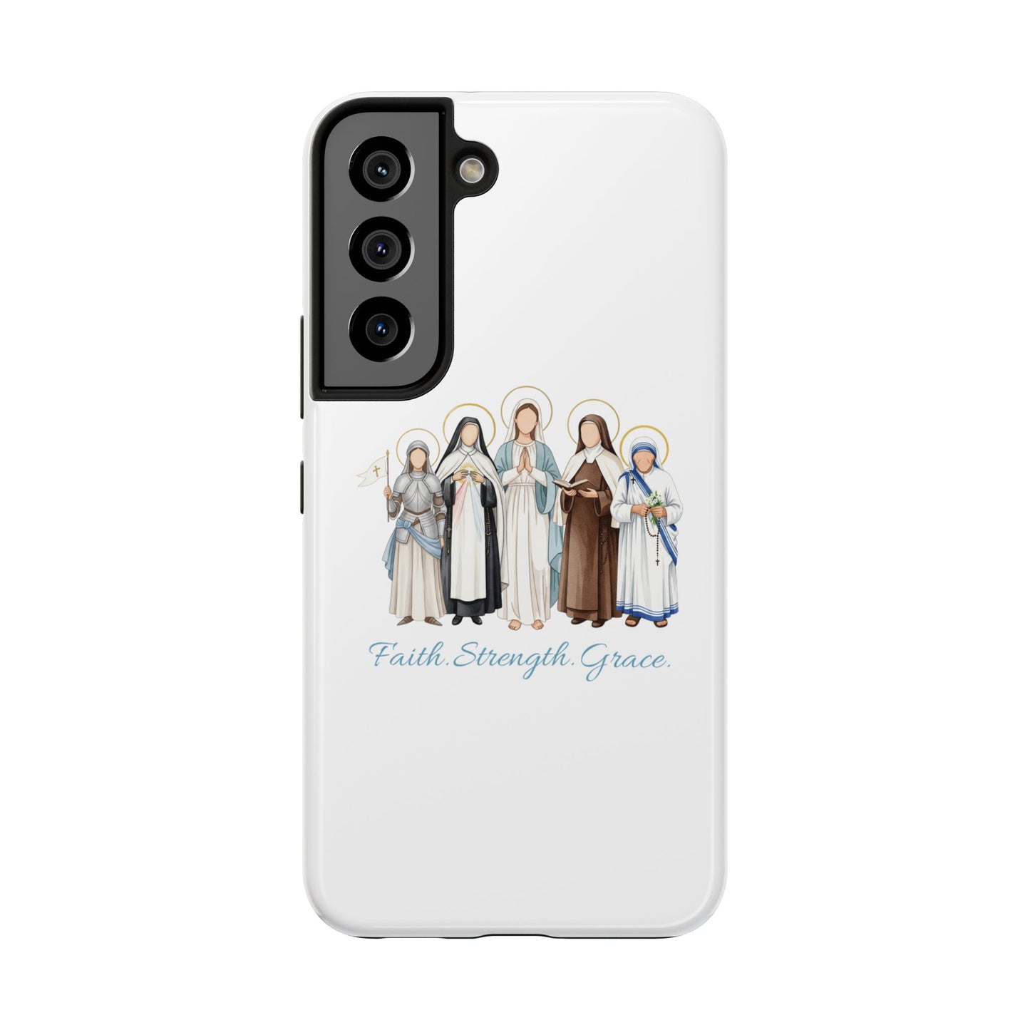 Faith Strength Grace Catholic Tough Phone Case - Women Saints iPhone & Samsung Case