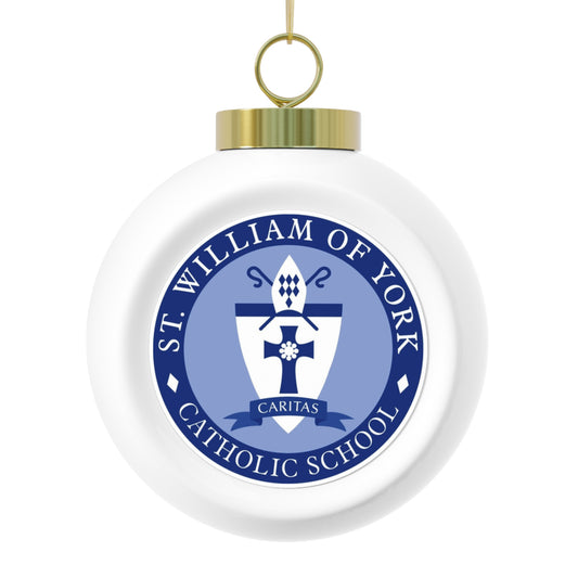 St William of York School - Stafford, VA -  Christmas Ball Ornament — Festive Poinsettia & Candles Holiday Glass Ornament