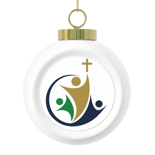 Bishop Baraga Academy- Freemont, MI Christmas Ball Ornament — Festive Poinsettia & Candles Holiday Glass Ornament