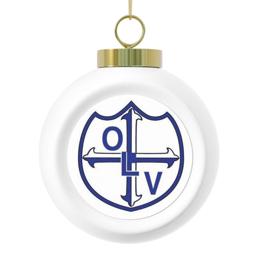 Our Lady of Victory School, Mount Vernon NY -  Christmas Ball Ornament — Festive Poinsettia & Candles Holiday Glass Ornament