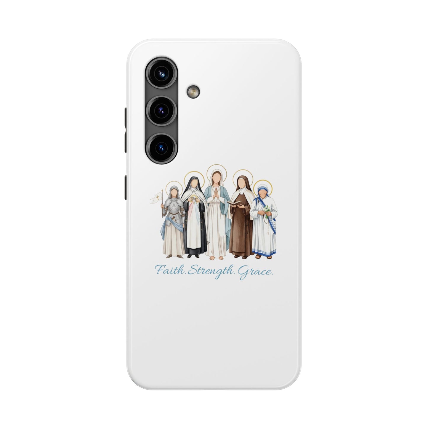 Faith Strength Grace Catholic Tough Phone Case - Women Saints iPhone & Samsung Case