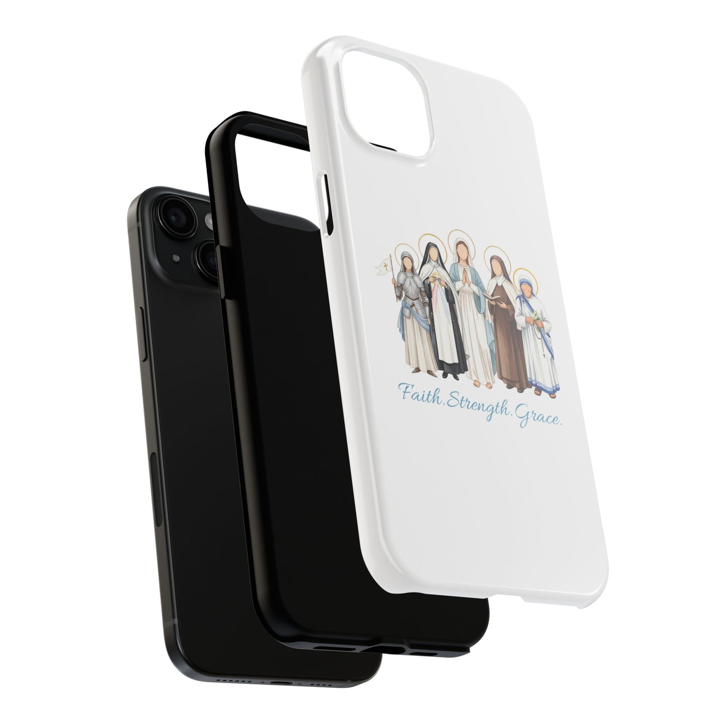 Faith Strength Grace Catholic Tough Phone Case - Women Saints iPhone & Samsung Case