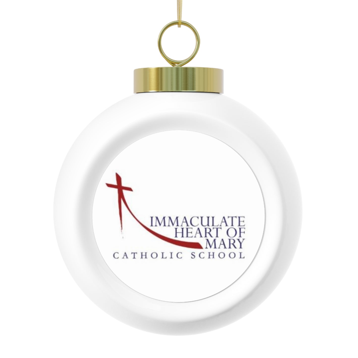 Immaculate Heart of Mary Catholic School - Grand Rapids, MI  -  Christmas Ball Ornament — Festive Poinsettia & Candles Holiday Glass Ornament