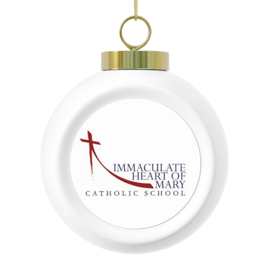 Immaculate Heart of Mary Catholic School - Grand Rapids, MI  -  Christmas Ball Ornament — Festive Poinsettia & Candles Holiday Glass Ornament