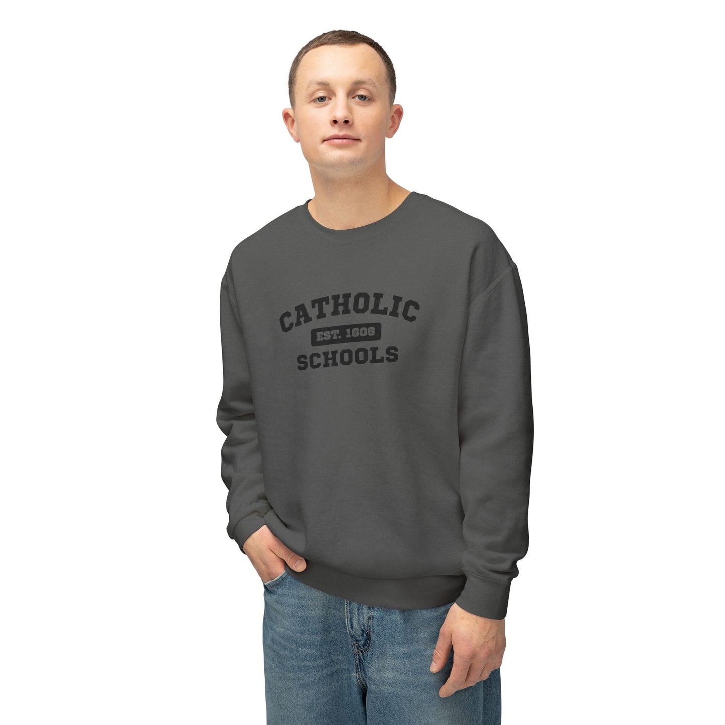 Catholic Schools Crewneck Sweatshirt – Established 1606 – Vintage School Pullover