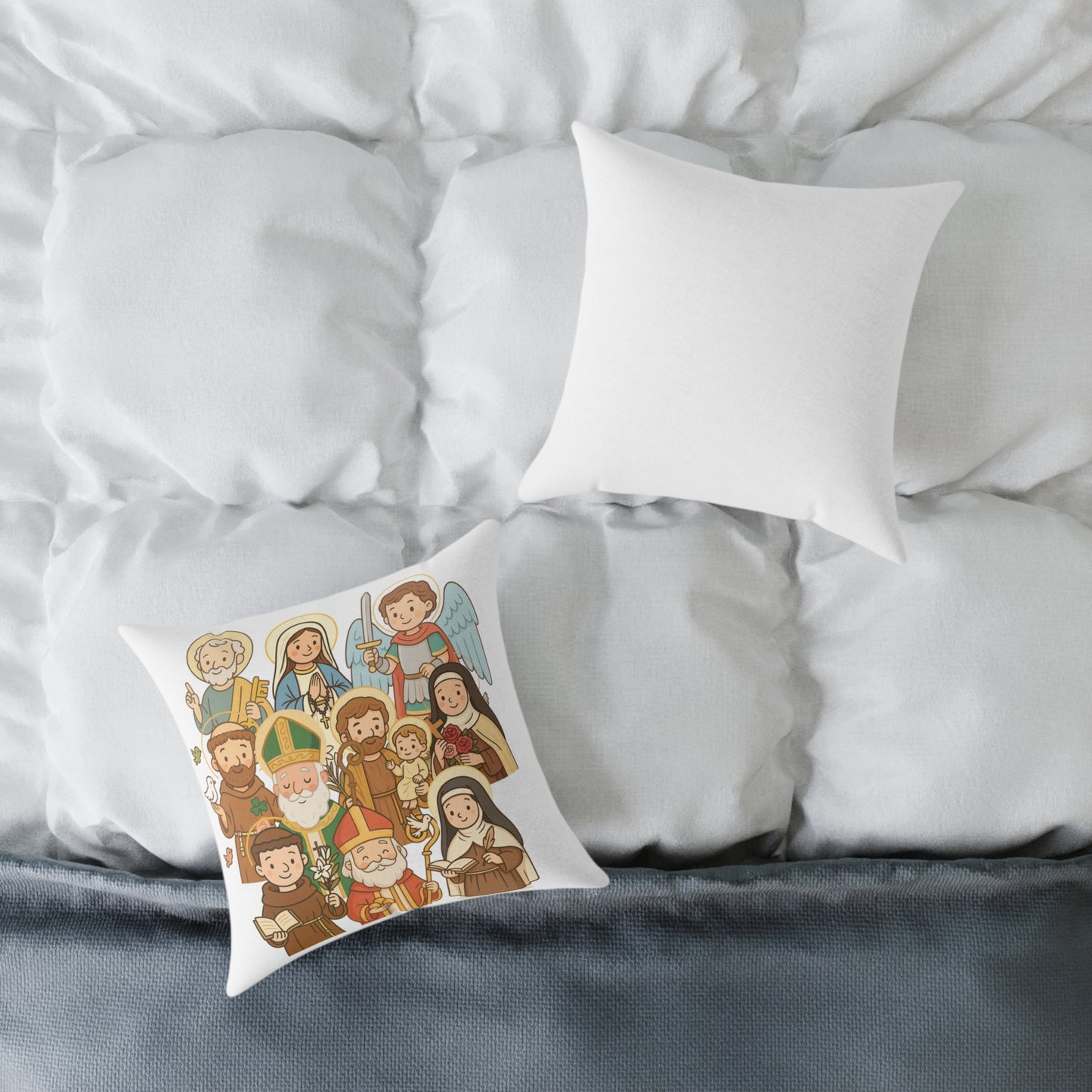 Whimsical Saintly Characters Accent Pillow