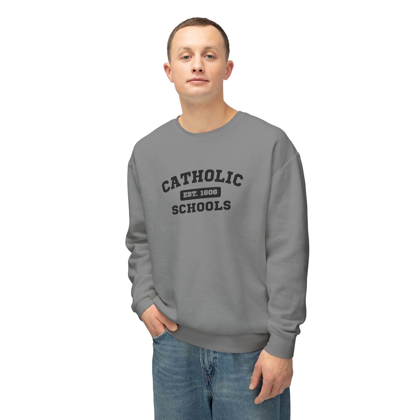 Catholic Schools Crewneck Sweatshirt – Established 1606 – Vintage School Pullover