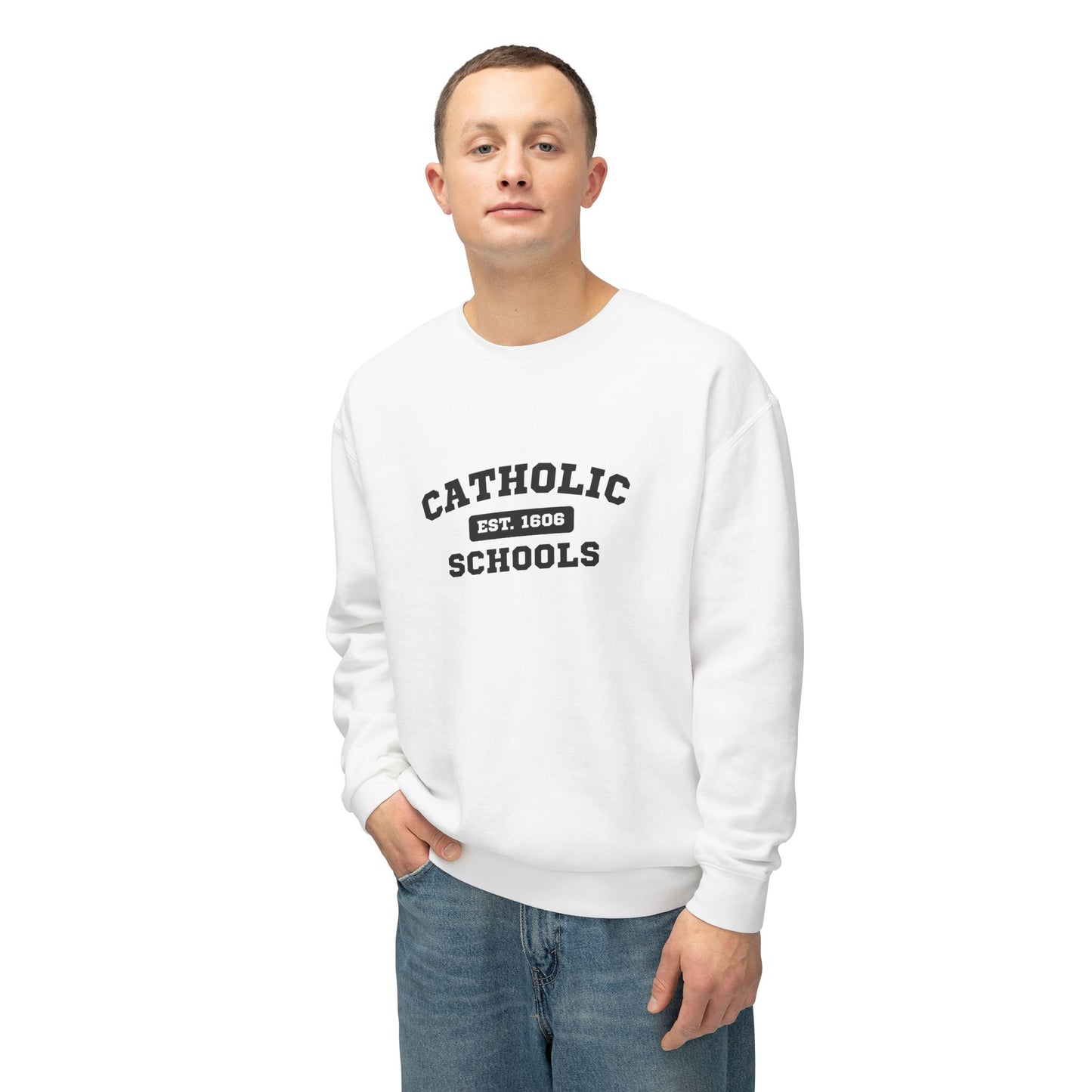 Catholic Schools Crewneck Sweatshirt – Established 1606 – Vintage School Pullover