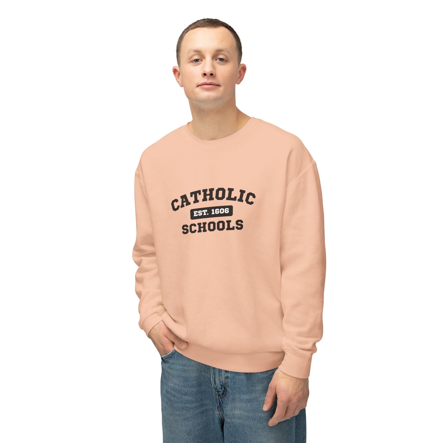 Catholic Schools Crewneck Sweatshirt – Established 1606 – Vintage School Pullover