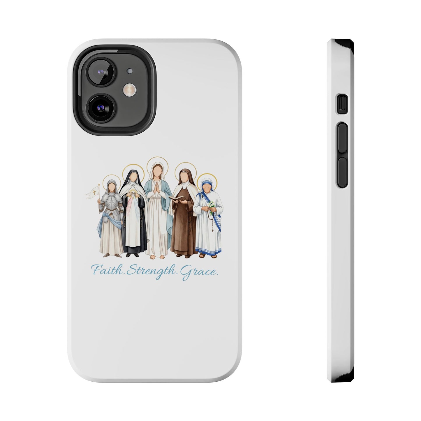 Faith Strength Grace Catholic Tough Phone Case - Women Saints iPhone & Samsung Case