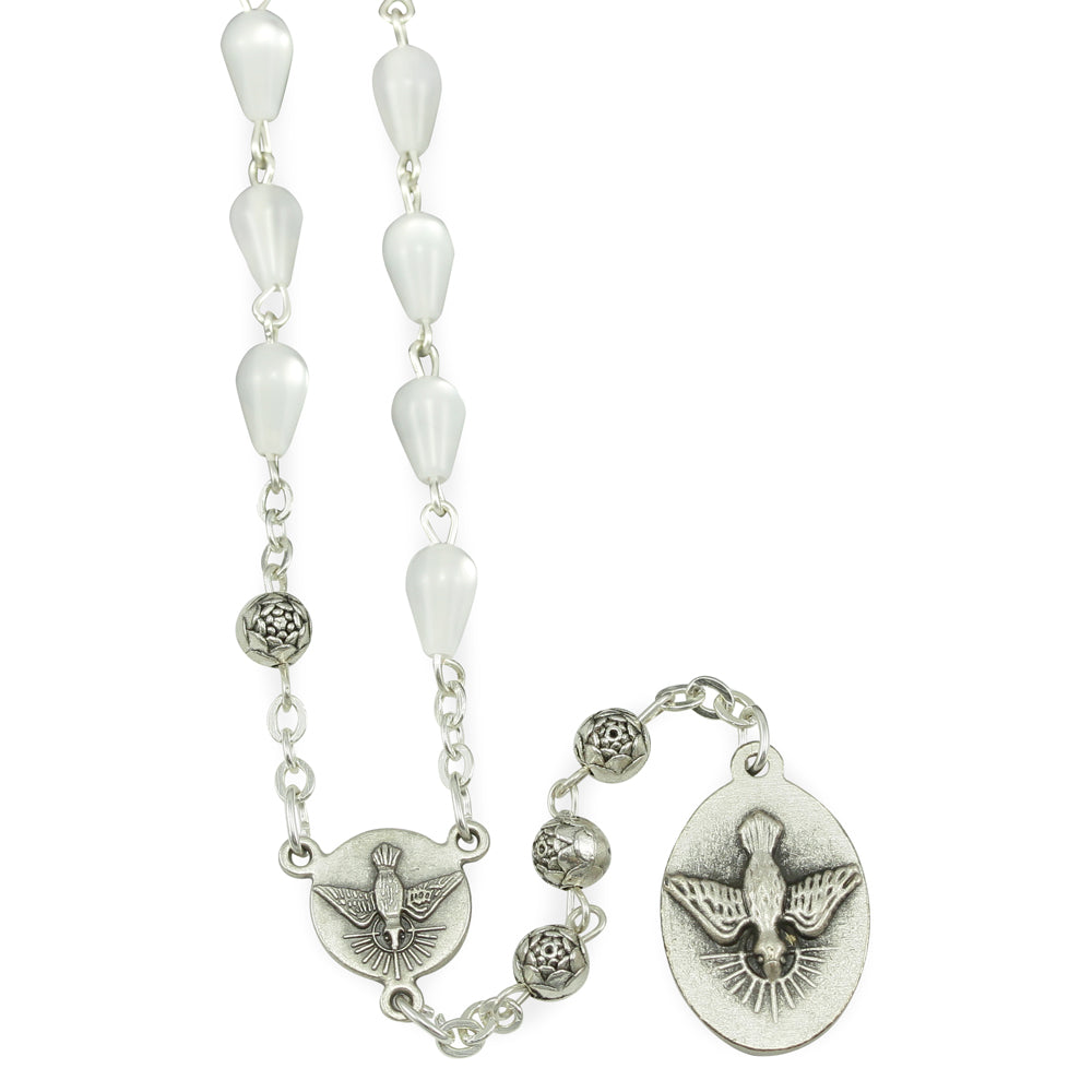 Seven Sorrows of Mary Rosary Chaplet Acrylic Pearl Beads and Matching Rosary Pouch  8-1509