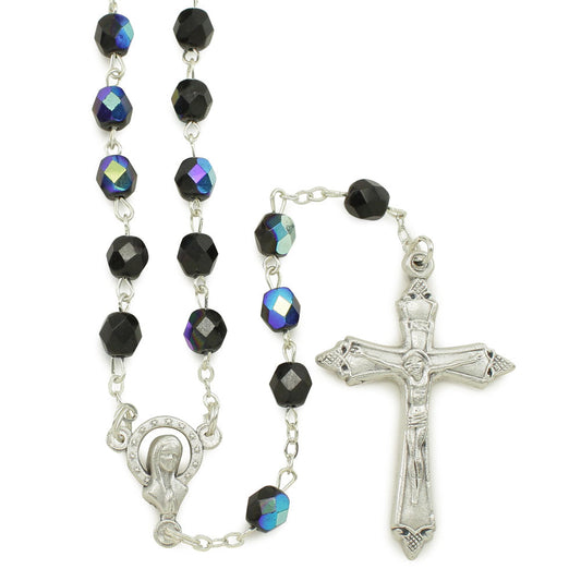 Miraculous Rosary with Black Crystal Beads