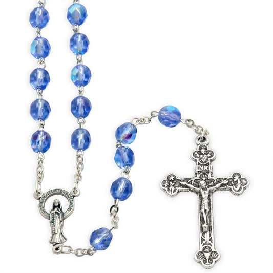 Aurora Borealis Crystal Beads Rosary Immaculate Conception of Mary