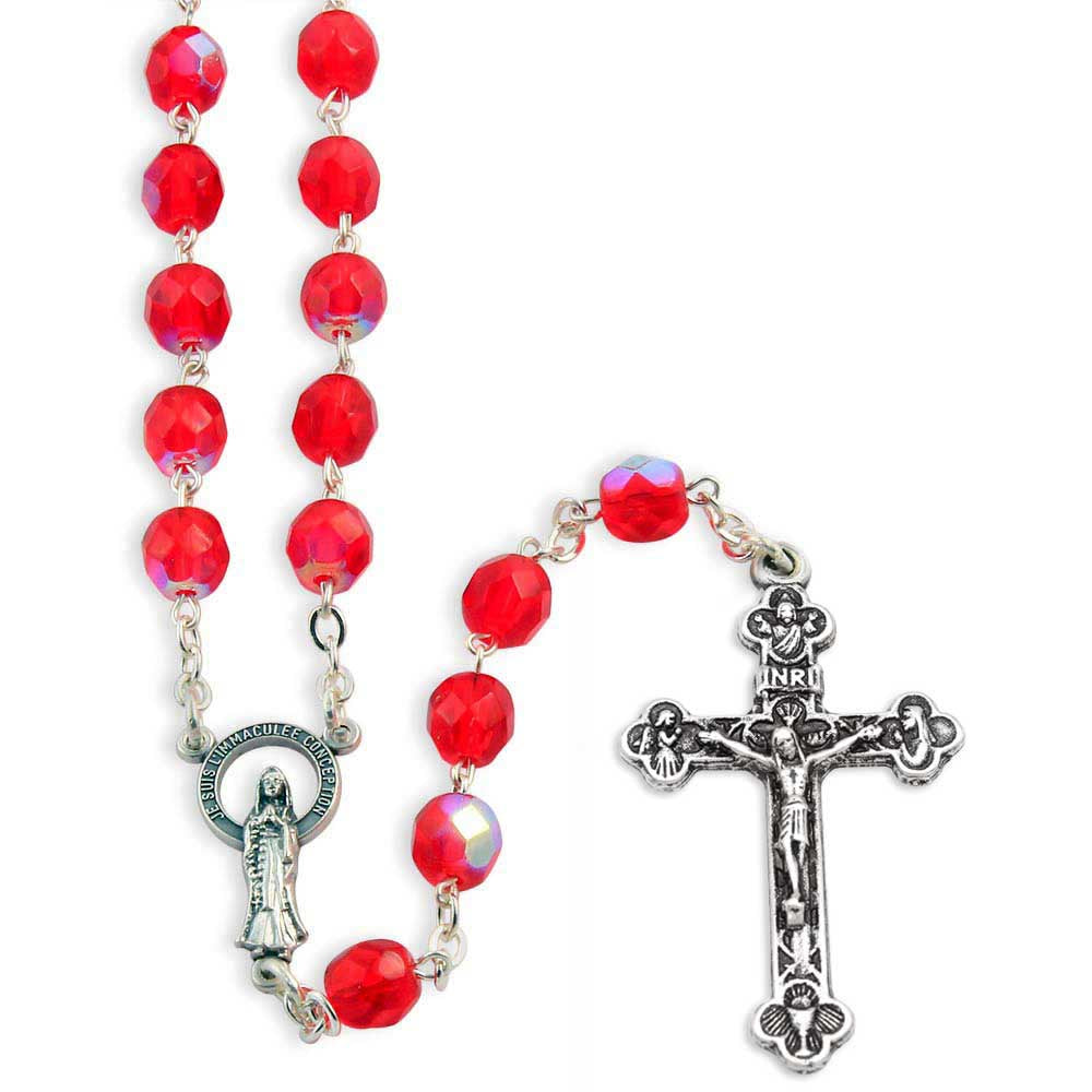 Aurora Borealis Crystal Beads Rosary Immaculate Conception of Mary