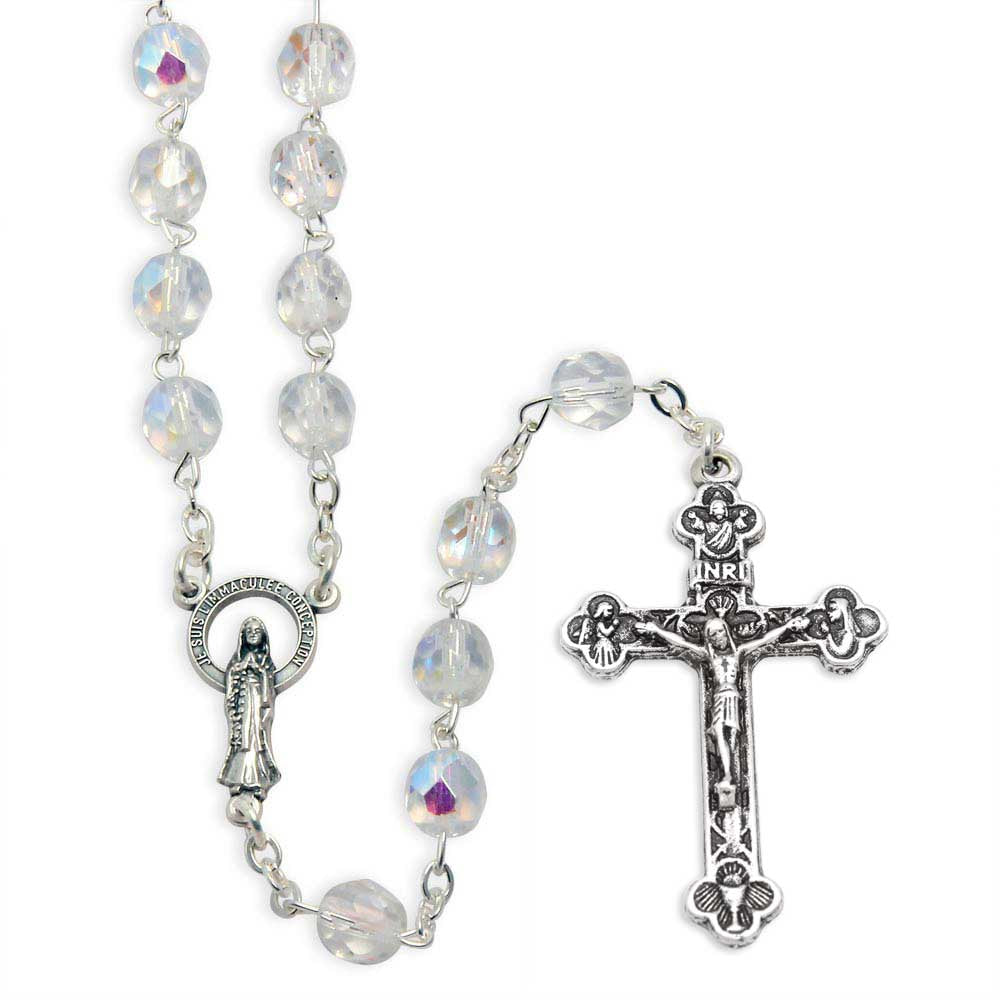 Aurora Borealis Crystal Beads Rosary Immaculate Conception of Mary