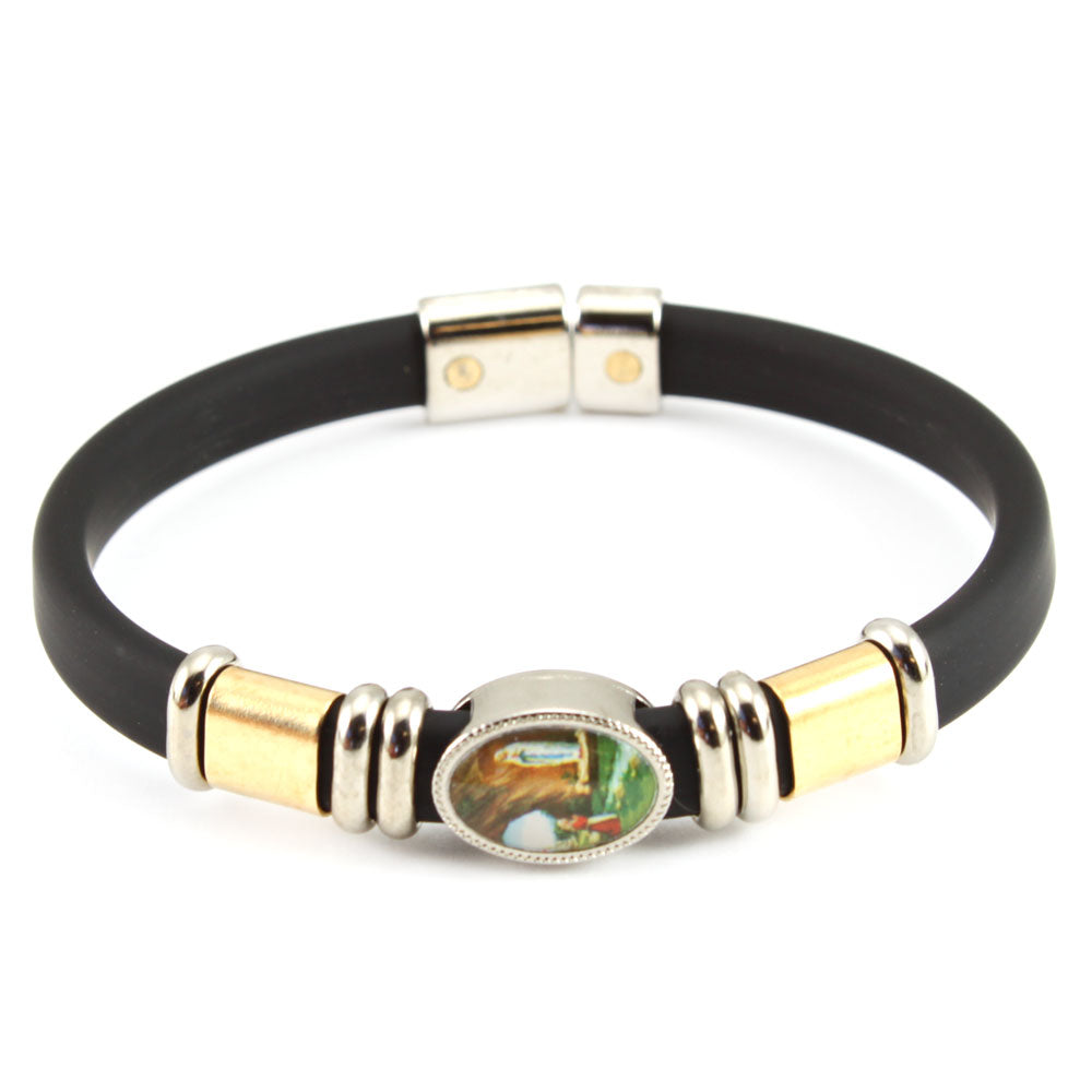 Catholic Spiritual Bracelet with Medal and Gold Slider Beads