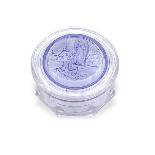 Our Lady of Lourdes Plastic Rosary Box Blue Top