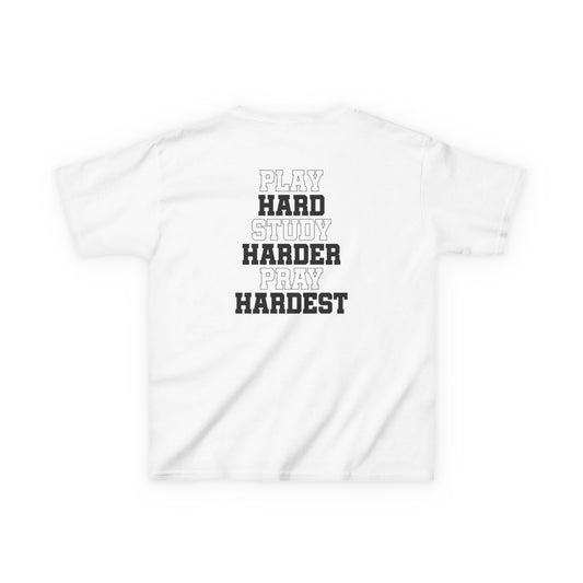 Catholic Schools Est. 1606 Kids T-Shirt – "Play Hard ∙ Study Harder ∙ Pray Hardest" (Catholic Schools Series)
