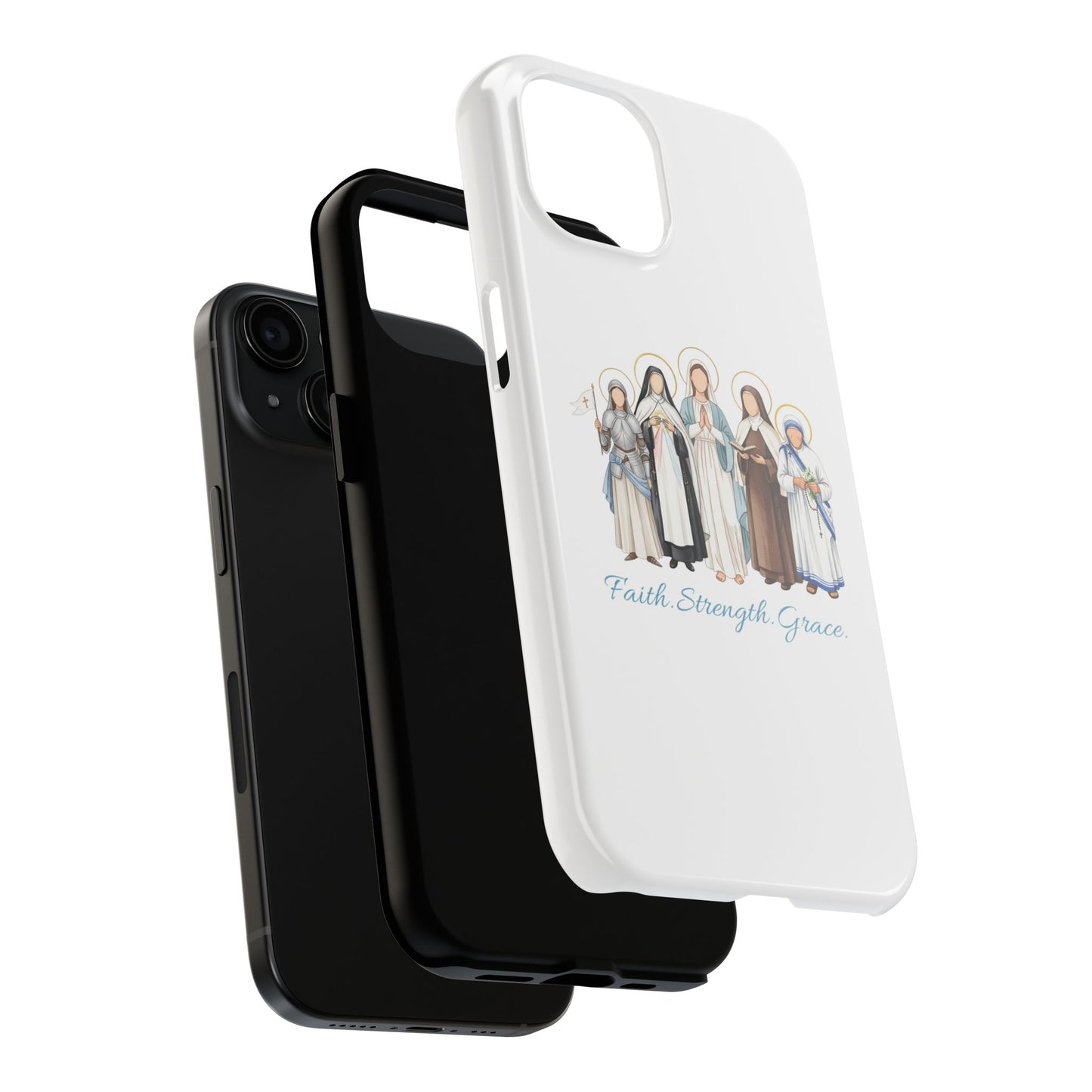 Faith Strength Grace Catholic Tough Phone Case - Women Saints iPhone & Samsung Case