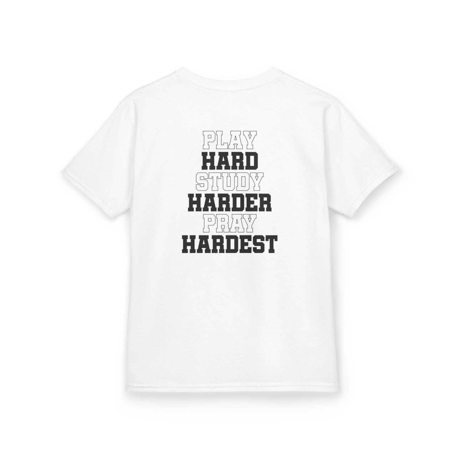 Catholic Schools Est. 1606 Kids T-Shirt – "Play Hard ∙ Study Harder ∙ Pray Hardest" (Catholic Schools Series)