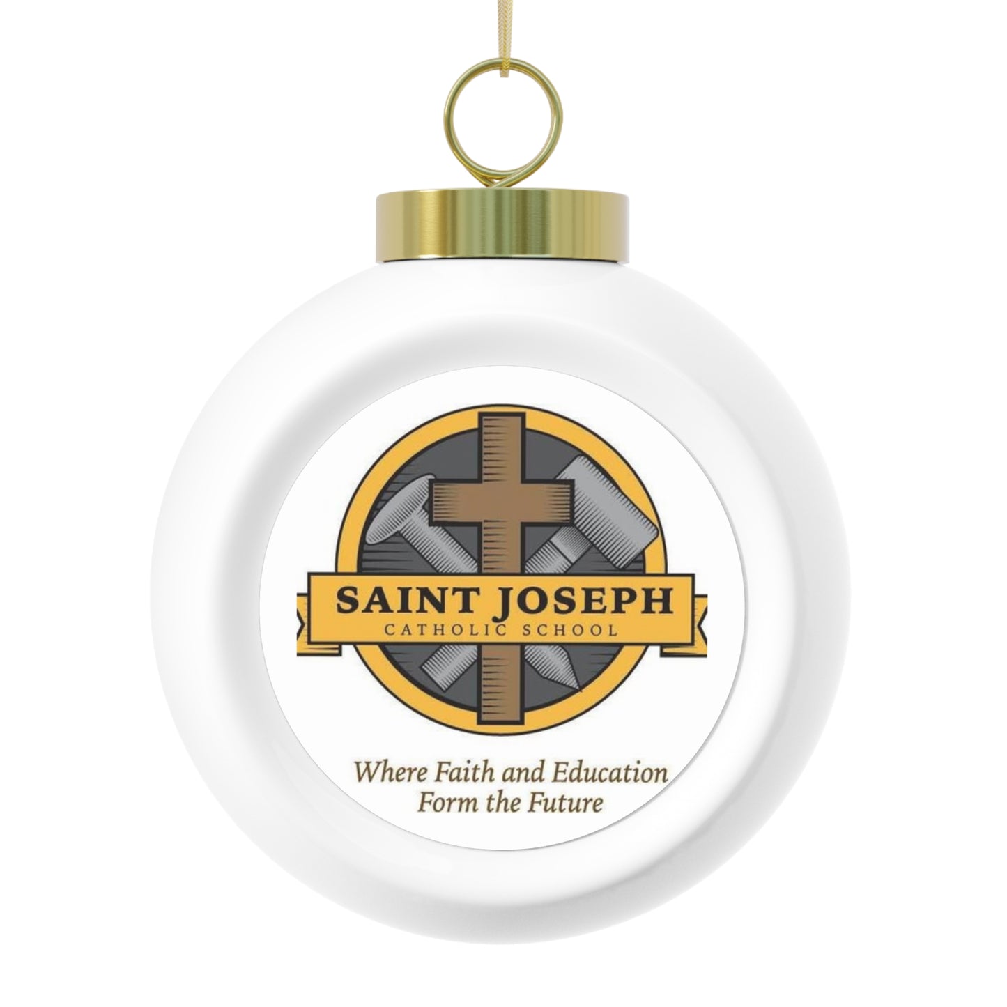 St Joseph Catholic School - Monroeville, OH  -  Christmas Ball Ornament — Festive Poinsettia & Candles Holiday Glass Ornament
