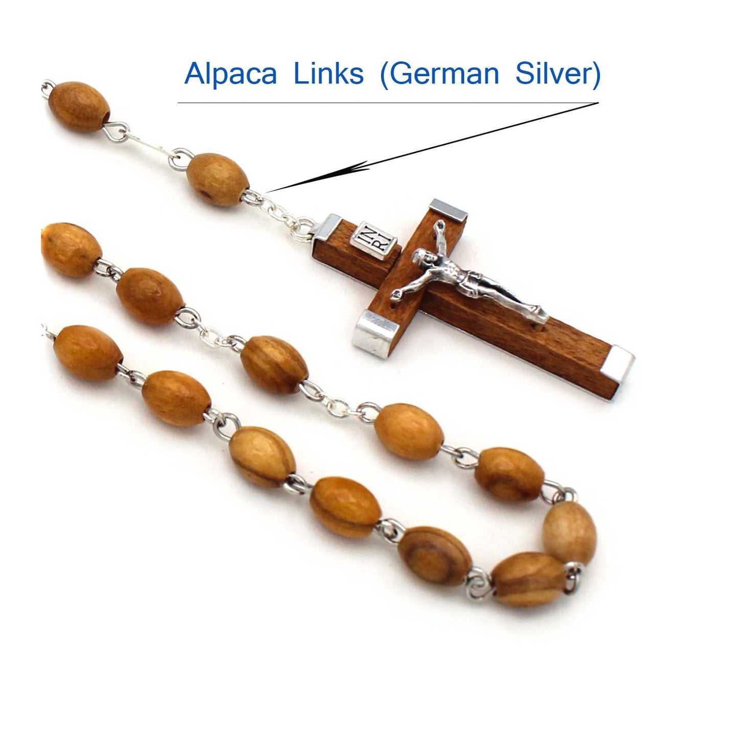 St. Michael Rosary with Olive Wood Beads Wooden Crucifix