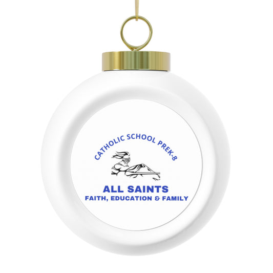 All Saints Catholic School - Cresson, PA -   Christmas Ball Ornament — Festive Poinsettia & Candles Holiday Glass Ornament