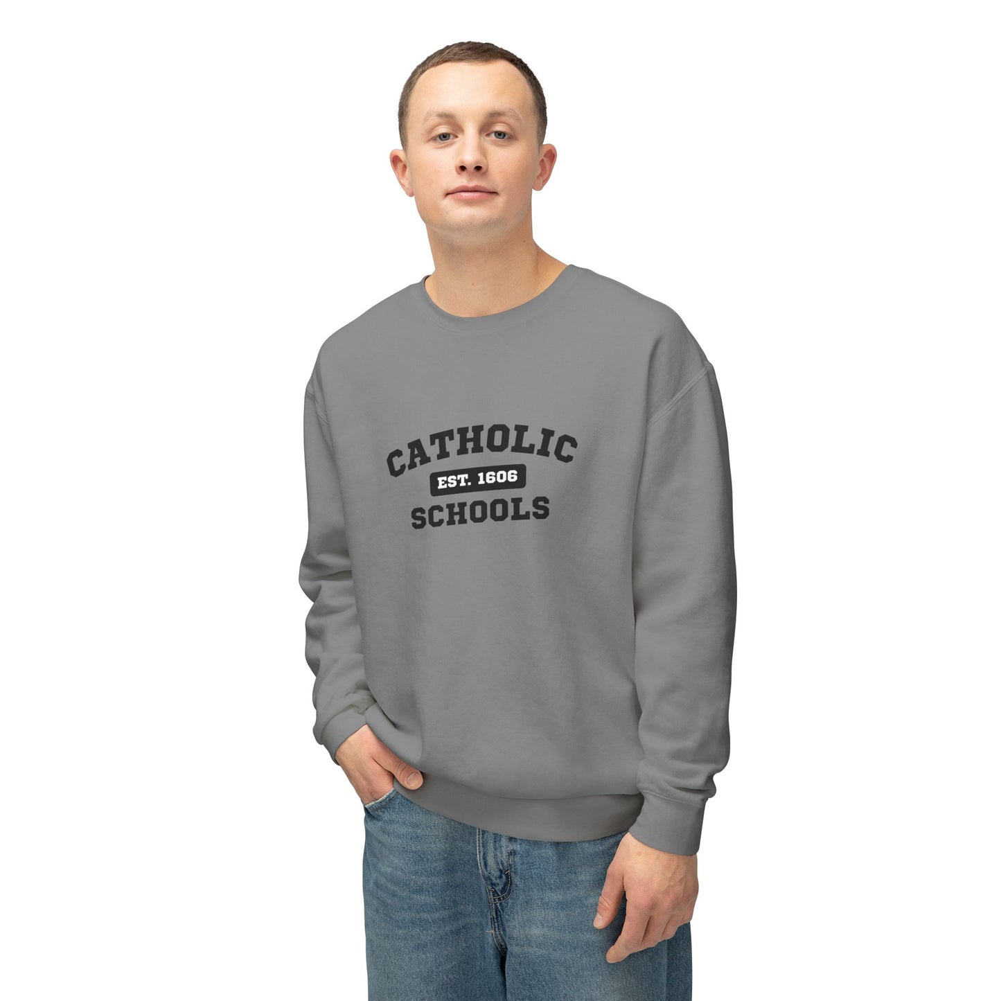 Catholic Schools Crewneck Sweatshirt – Established 1606 – Vintage School Pullover
