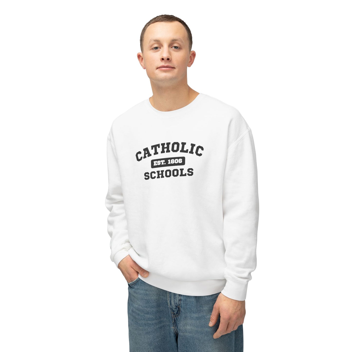 Catholic Schools Crewneck Sweatshirt – Established 1606 – Vintage School Pullover