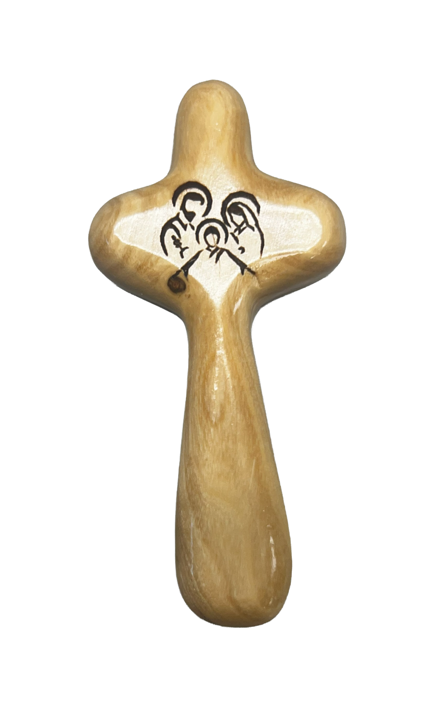 School Logo Engraved Olive Wood Pocket Cross