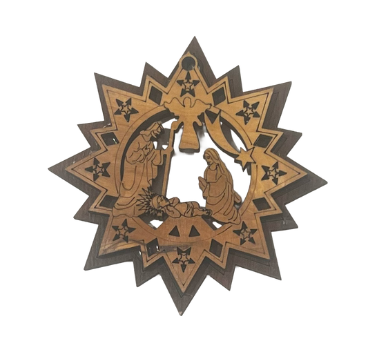 Bethlehem Olive Wood Nativity Ornament