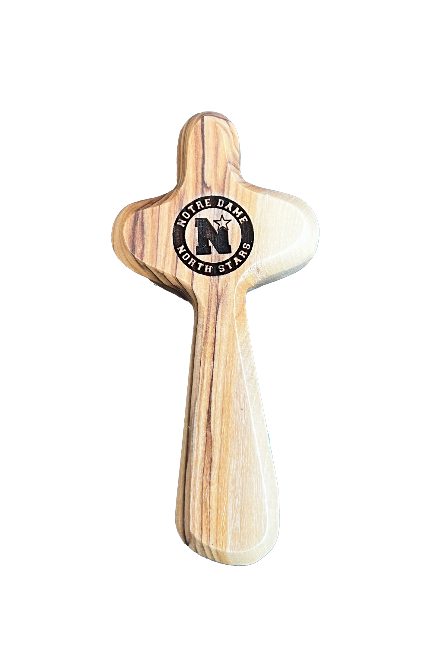 School Logo Engraved Olive Wood Pocket Cross