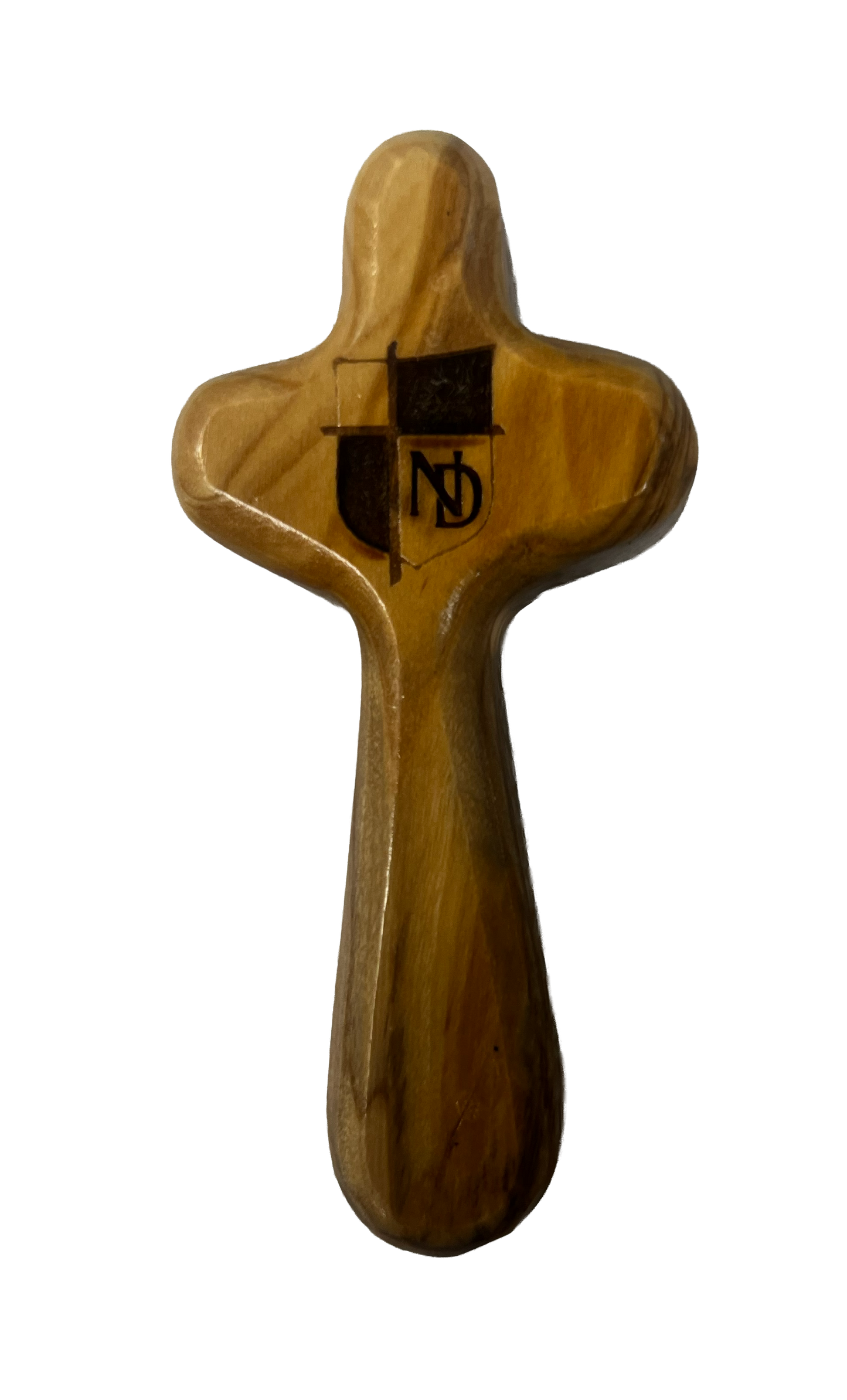 School Logo Engraved Olive Wood Pocket Cross