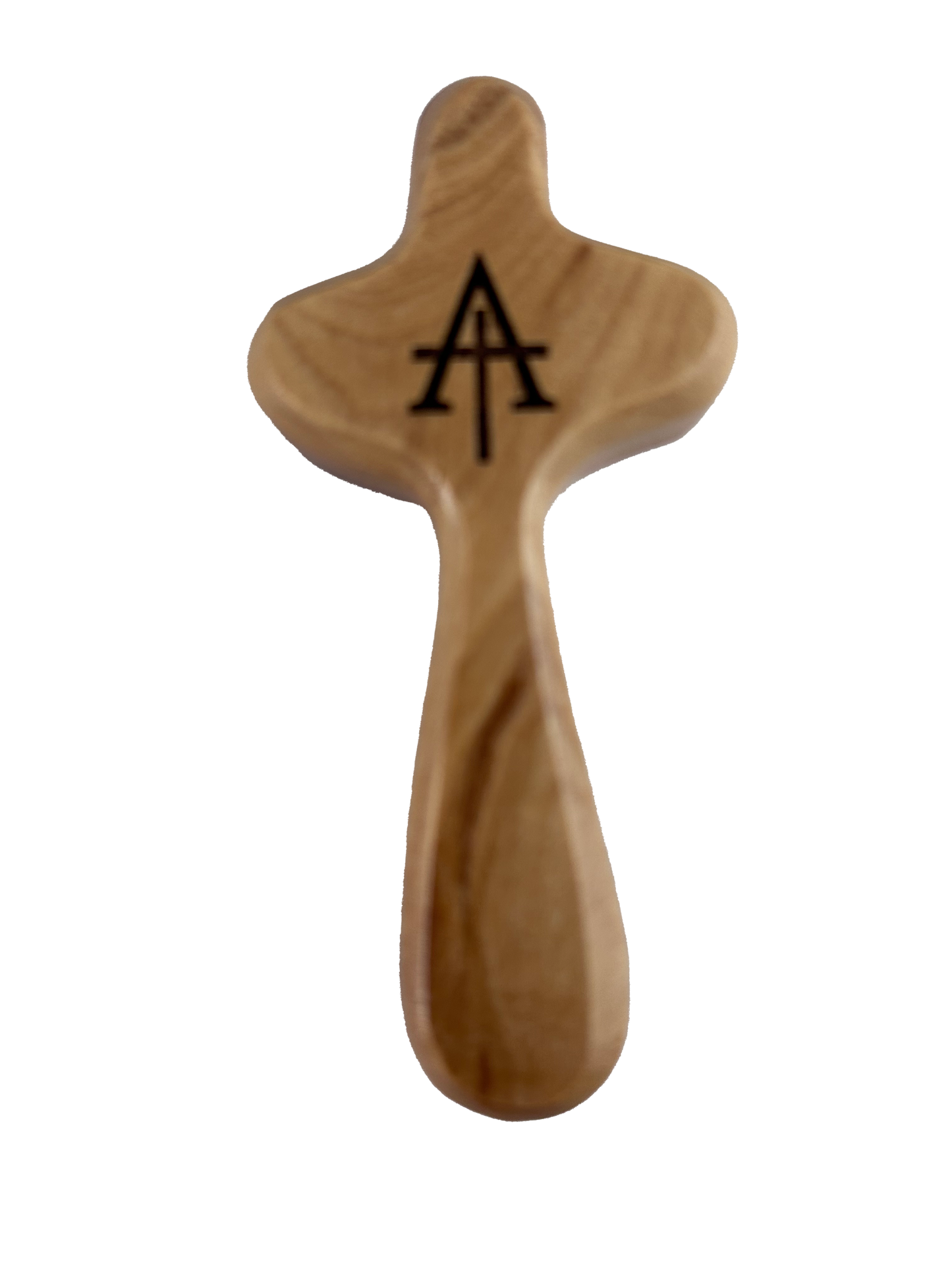 School Logo Engraved Olive Wood Pocket Cross