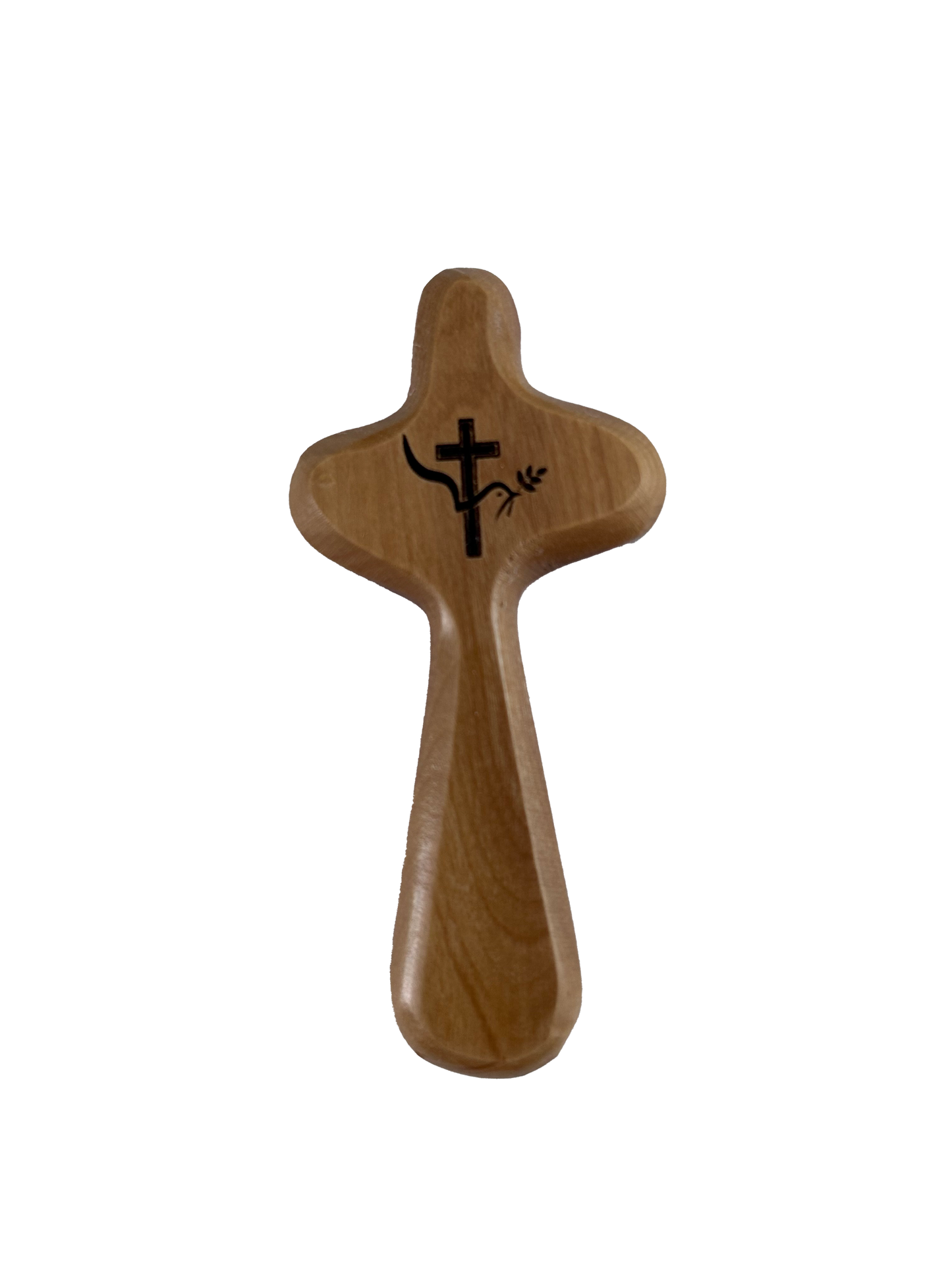 School Logo Engraved Olive Wood Pocket Cross