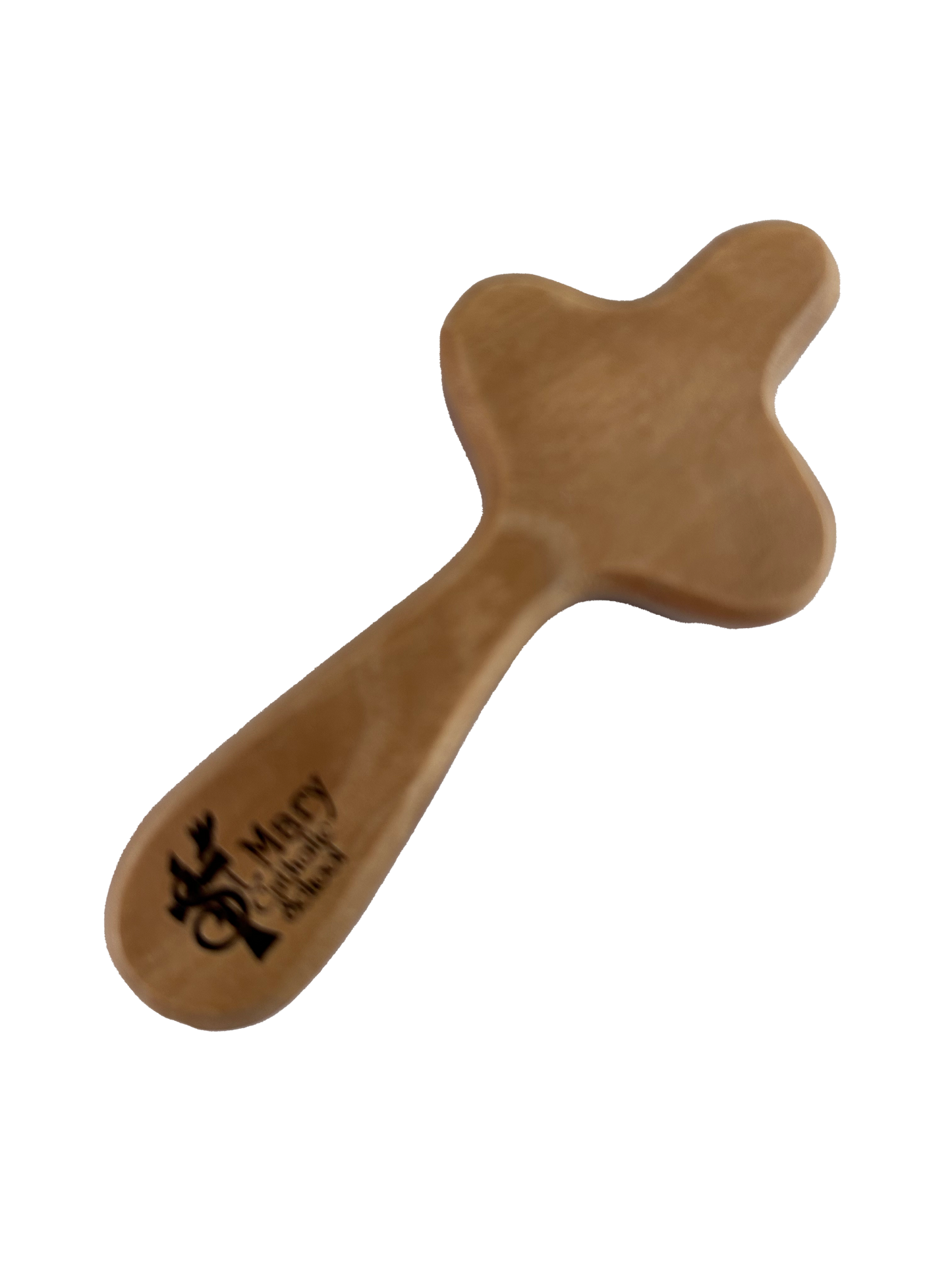School Logo Engraved Olive Wood Pocket Cross